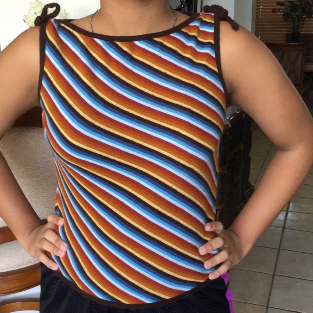 Billabong Striped Tank Top with Bows